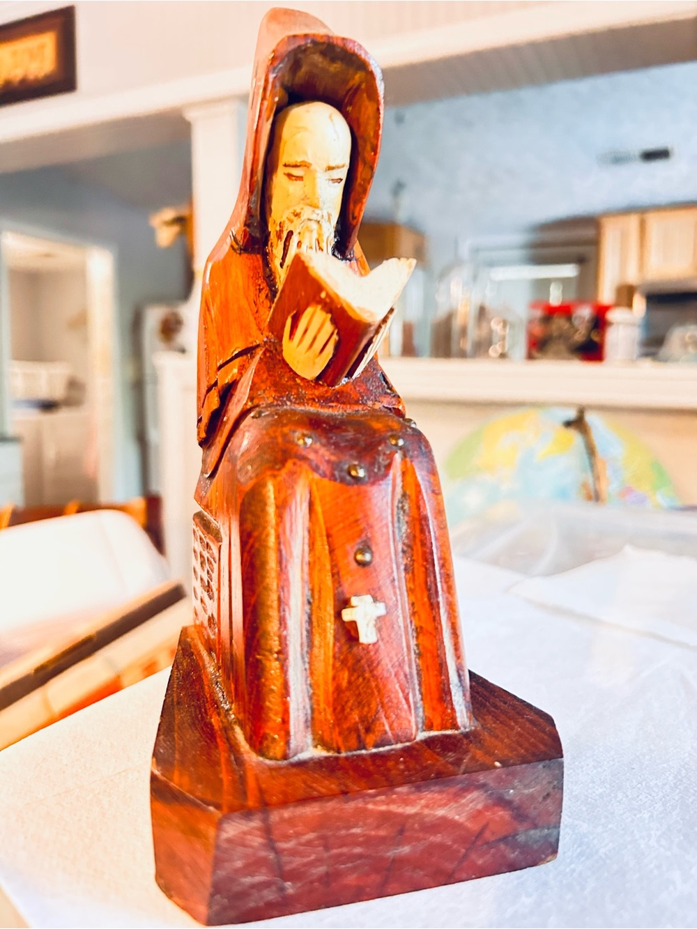 Hand carved wooden religious figure